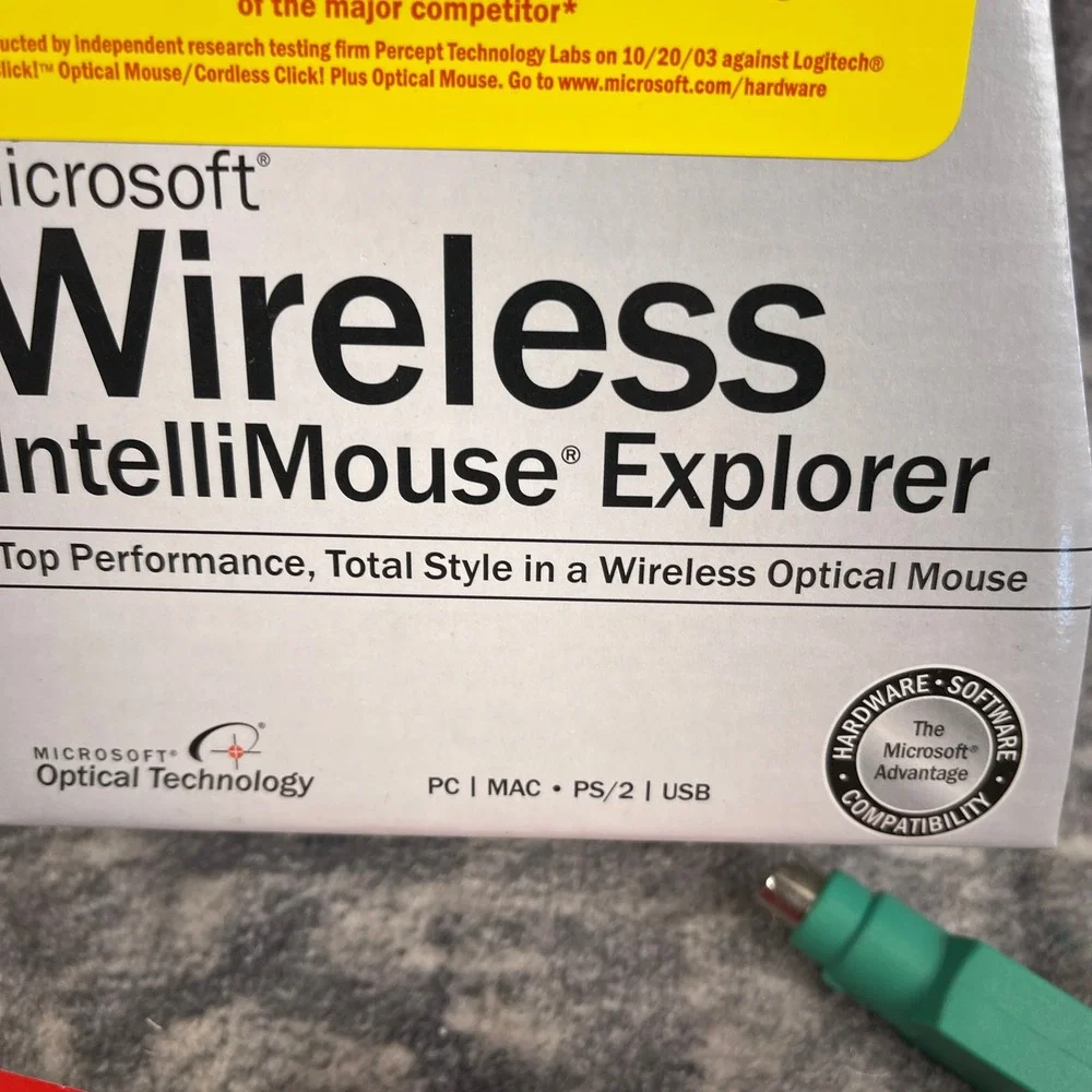 Vtg Microsoft Wireless IntelliMouse Explorer 2.0 Blue Y2K CIB Tested